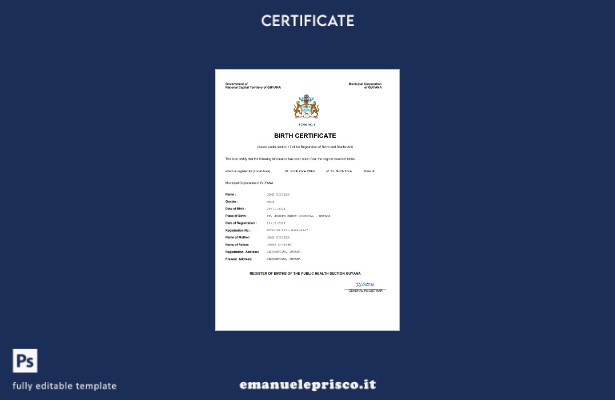 stile verificato Certificato di nascita dello stato di stato civile della Guyana